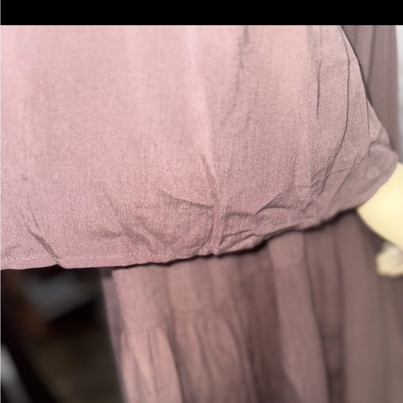 ENTRO |  mushroom /Cream Lace Back  Tiered boho Babydoll Dress size M - Picture 3 of 15